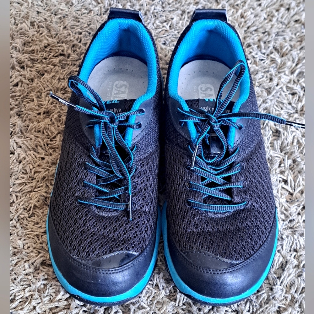 Dr. Weil Rhythm Women's US 8.5 Black Blue Pro Comfort Walking Sneaker Shoes EUC